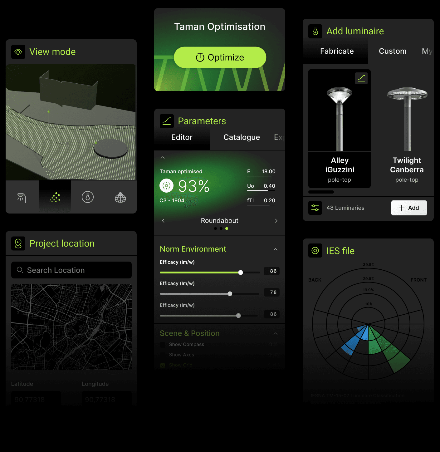 Urban lighting at night